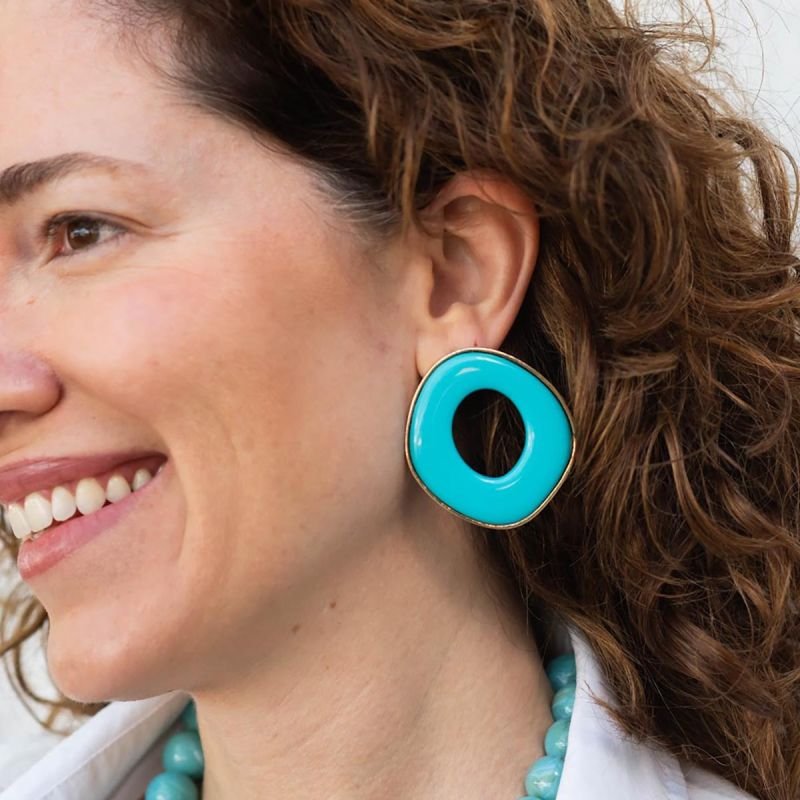 Maxi Brinco Bijuteria Oval Resina