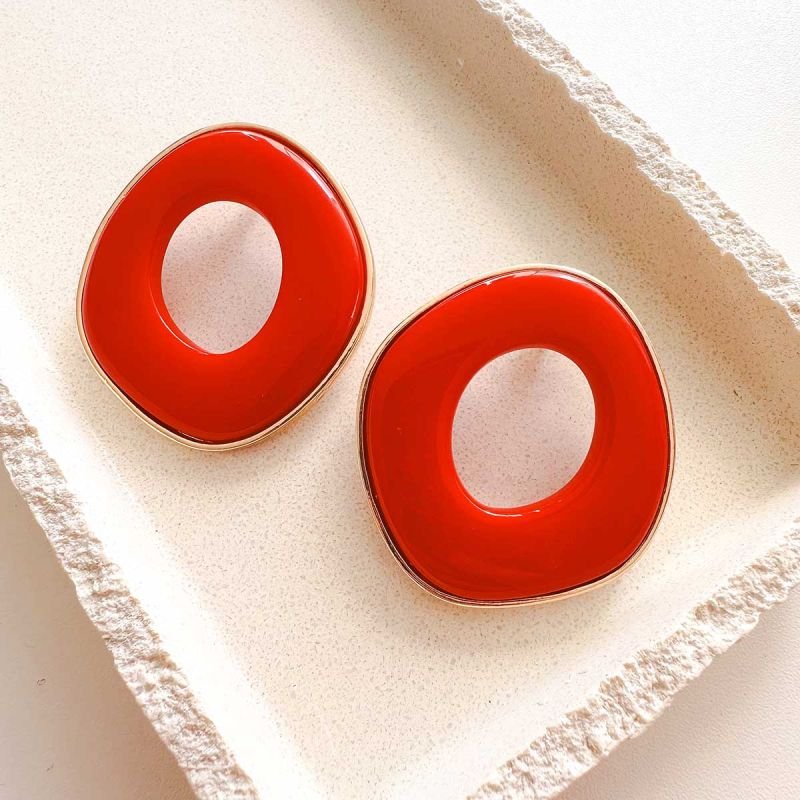 Maxi Brinco Bijuteria Oval Resina