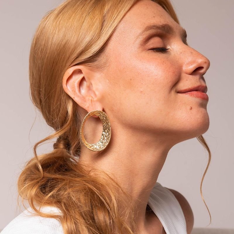 Maxi Brinco Bijuteria Oval Vazado