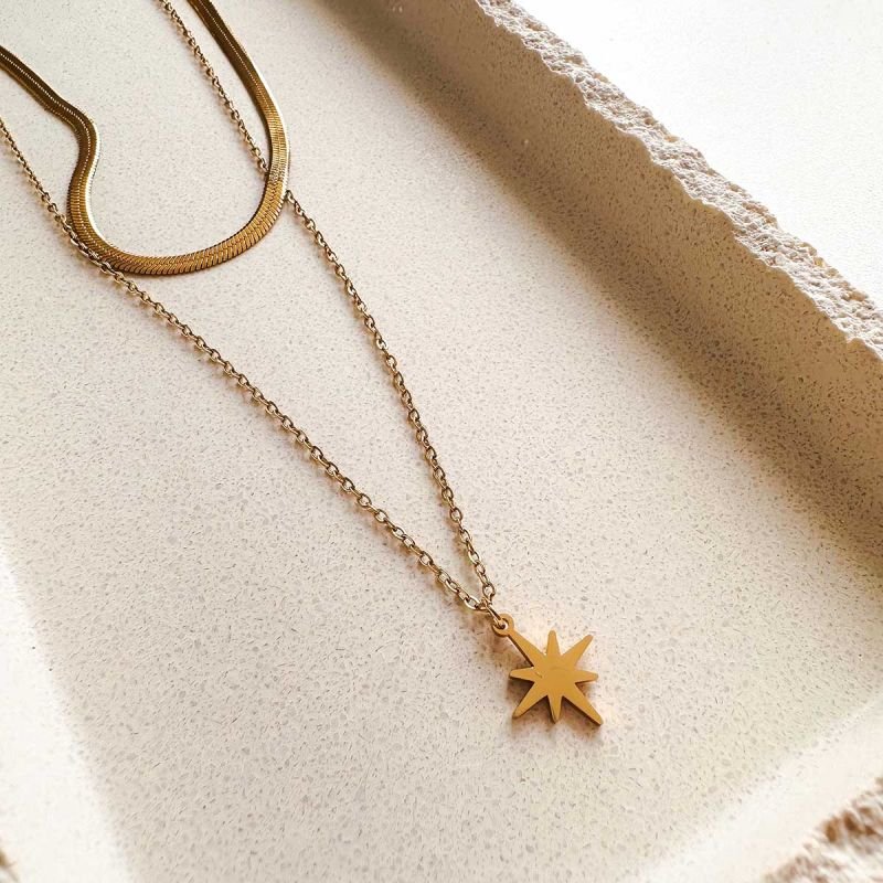 Mix de Colar Aço Fita e Estrela