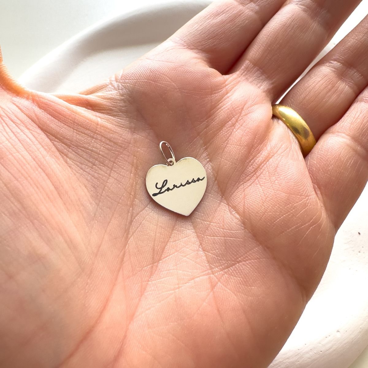 Pingente Personalizado Prata 925 Placa Coração