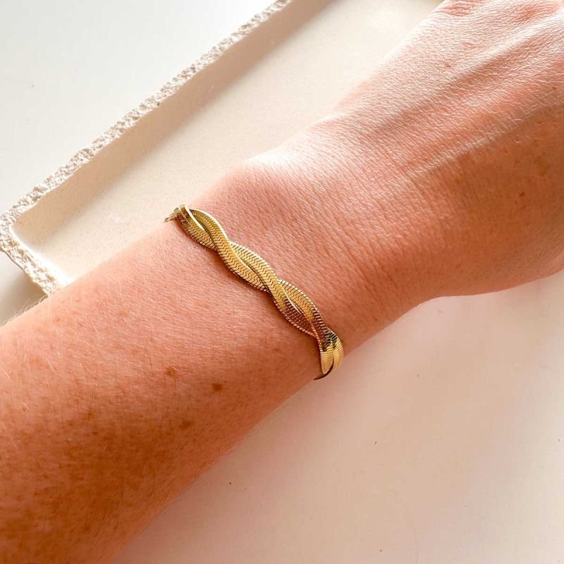 Pulseira Aço Fita Dupla Dourado