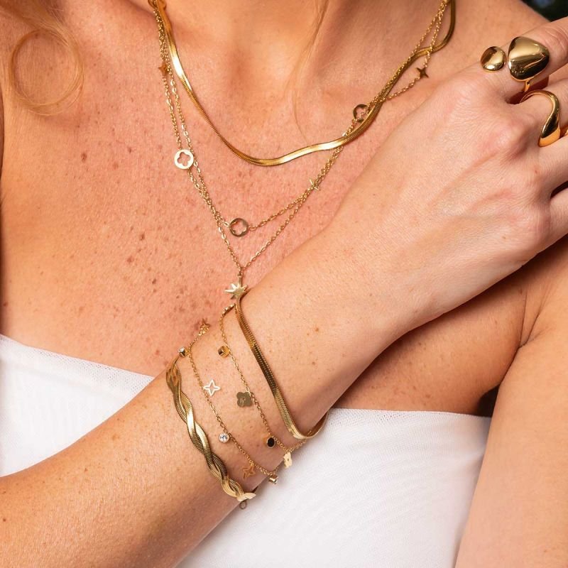 Pulseira Aço Fita Dupla Dourado