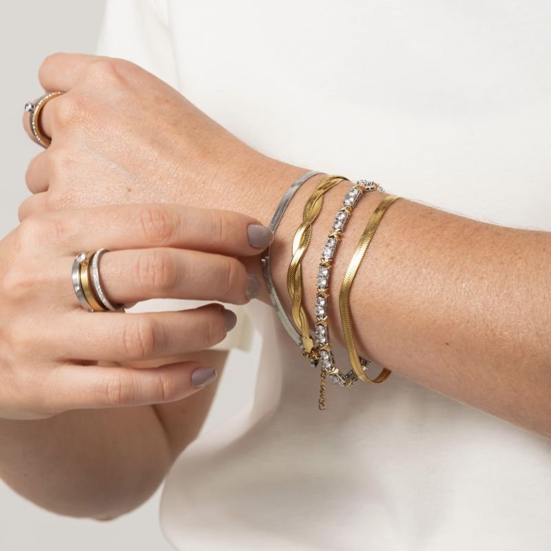 Pulseira Aço Fita Dupla Dourado