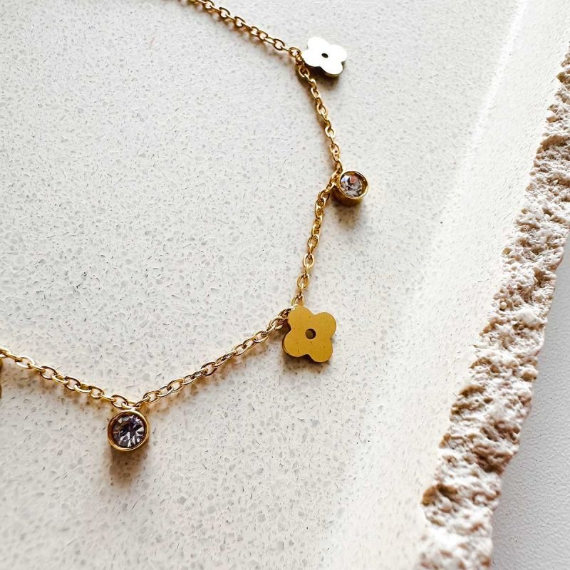 Pulseira Aço Flor e Ponto de Luz