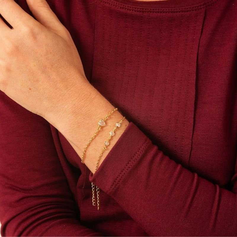Pulseira Banhada a Ouro 18k Coração de Zircônia Cristal