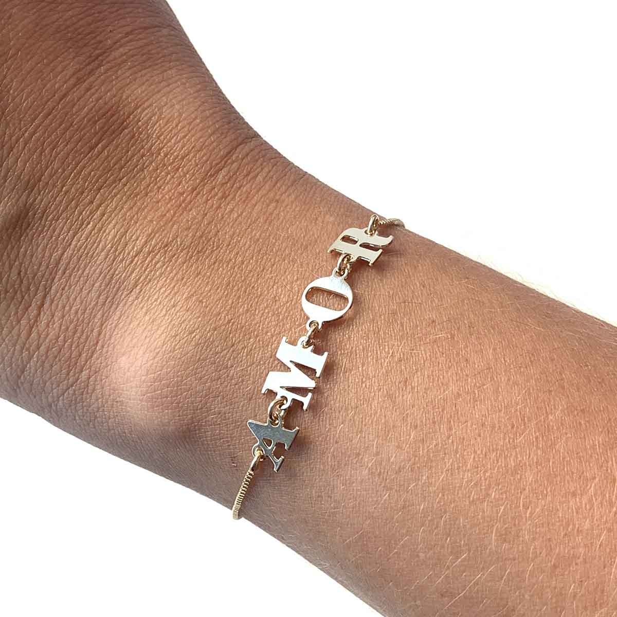 Pulseira Banhada a Ouro 18k Letras Amor