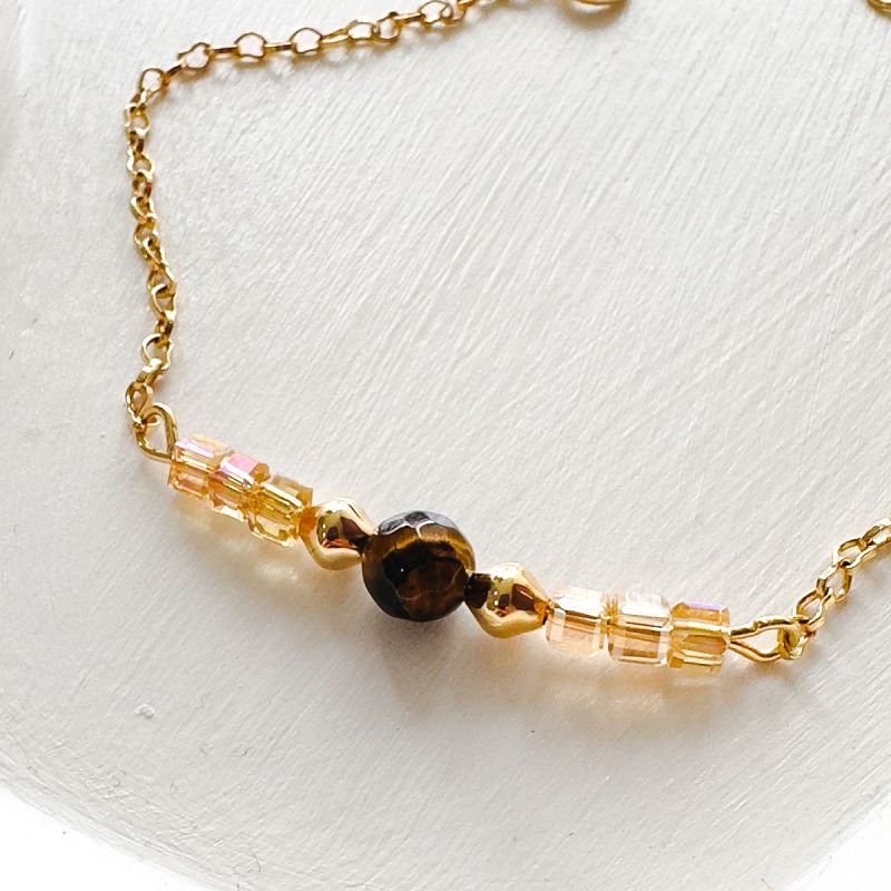 Pulseira Banhada a Ouro 18k Olho de Tigre