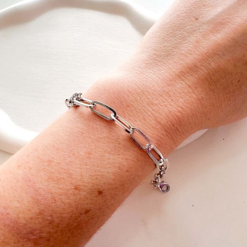 Pulseira Banhada Elos Retangulares