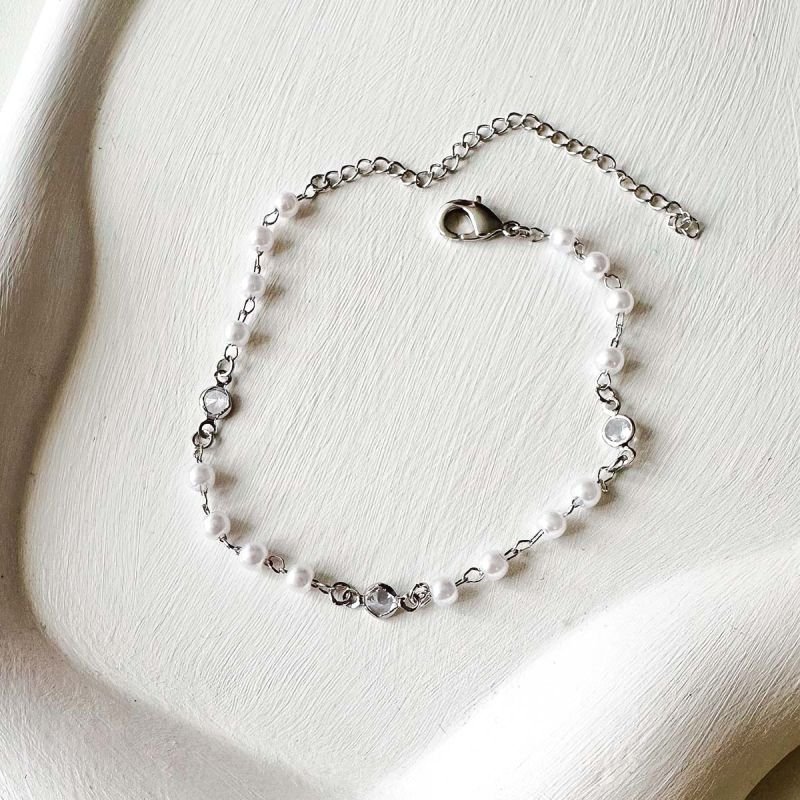 Pulseira Banhada Pérola e Ponto de Luz