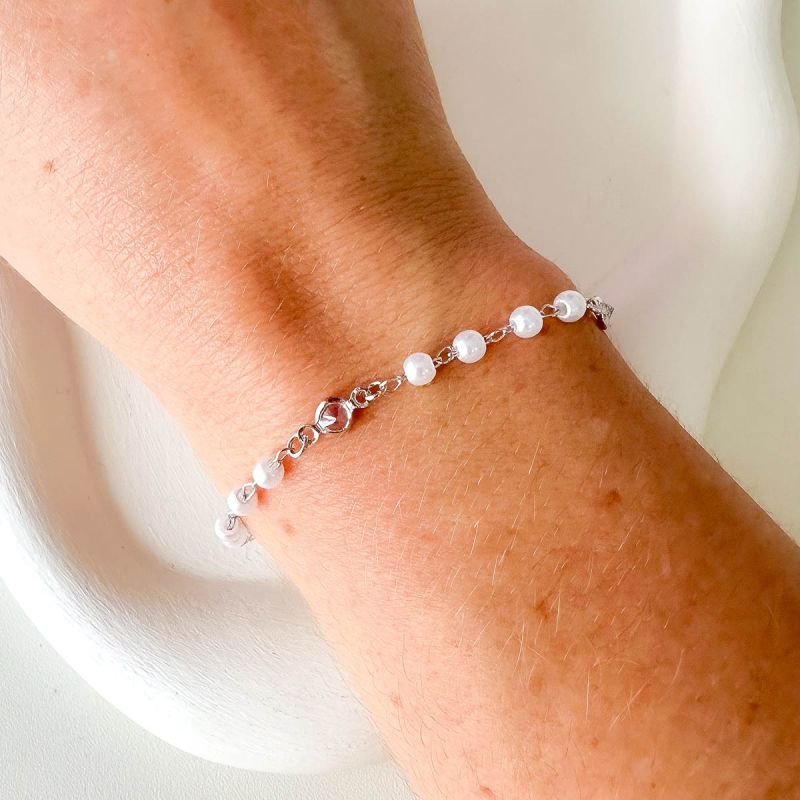 Pulseira Banhada Pérola e Ponto de Luz
