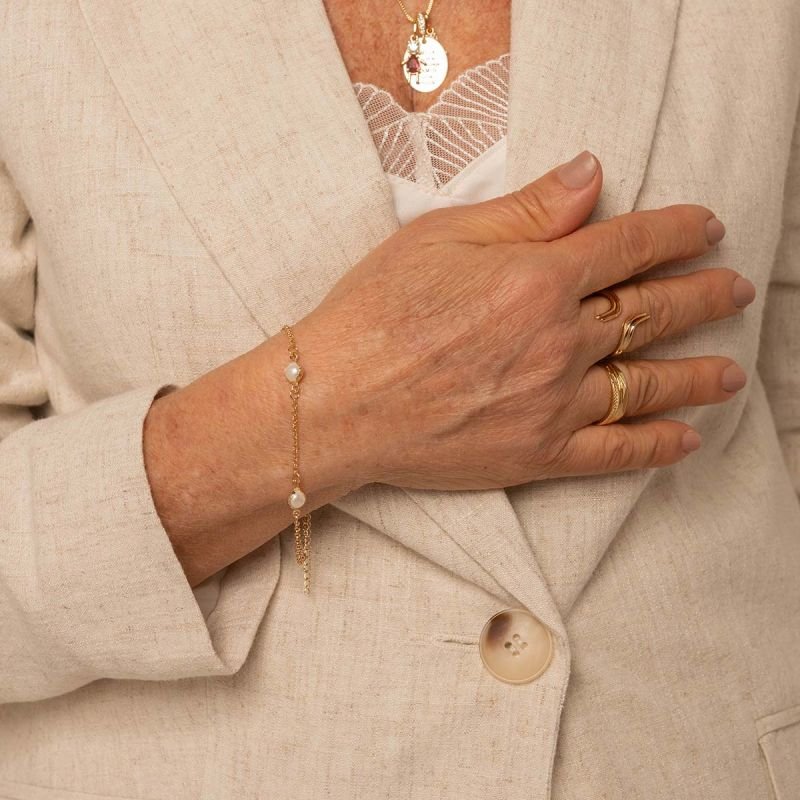 Pulseira Banhada Pérolas