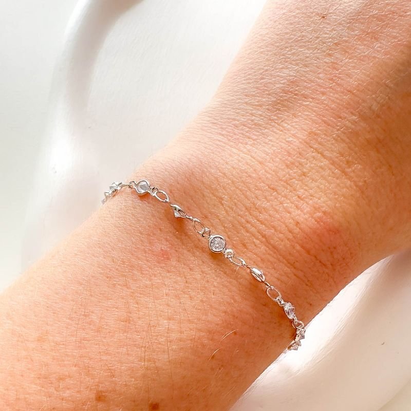 Pulseira Banhada Ponto de Luz Zircônia