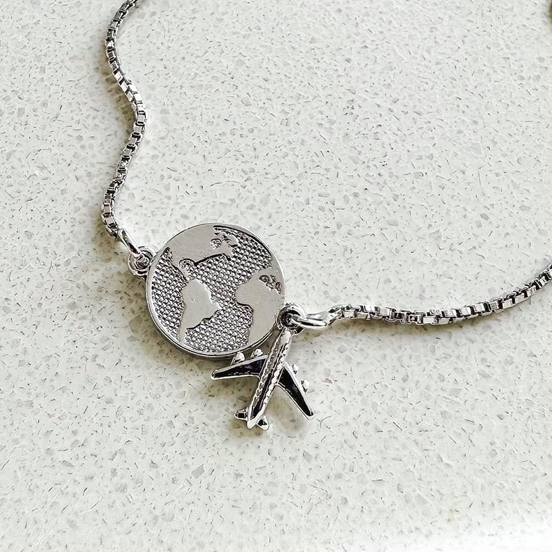 Pulseira Banhada Slide Mapa-Múndi