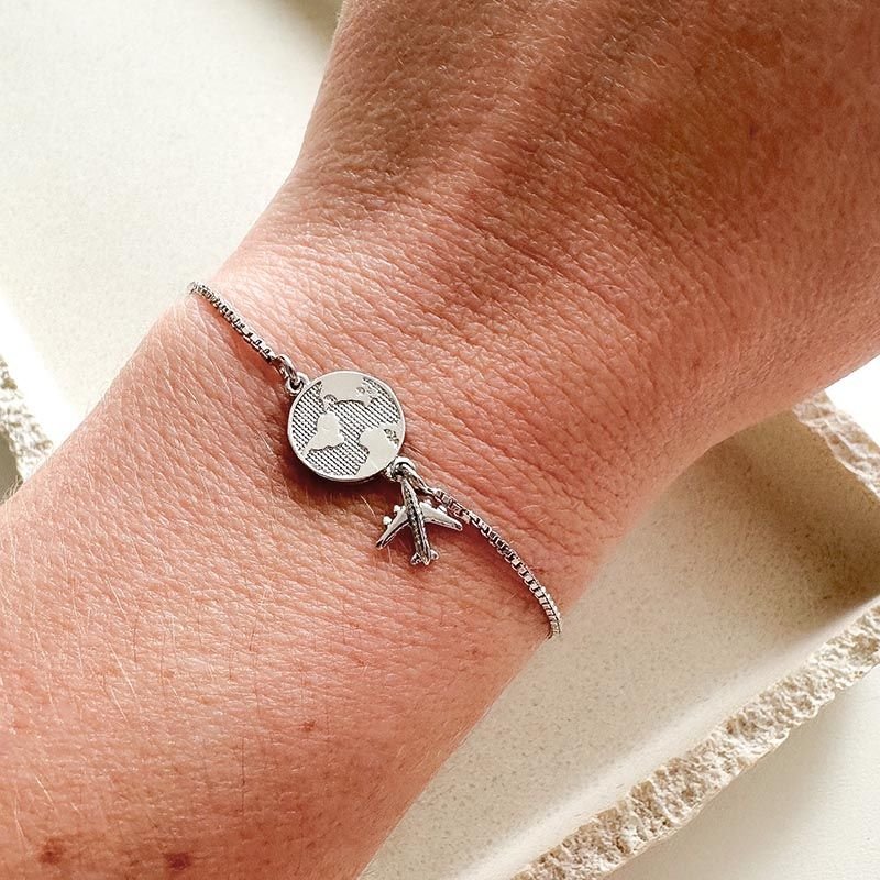 Pulseira Banhada Slide Mapa-Múndi