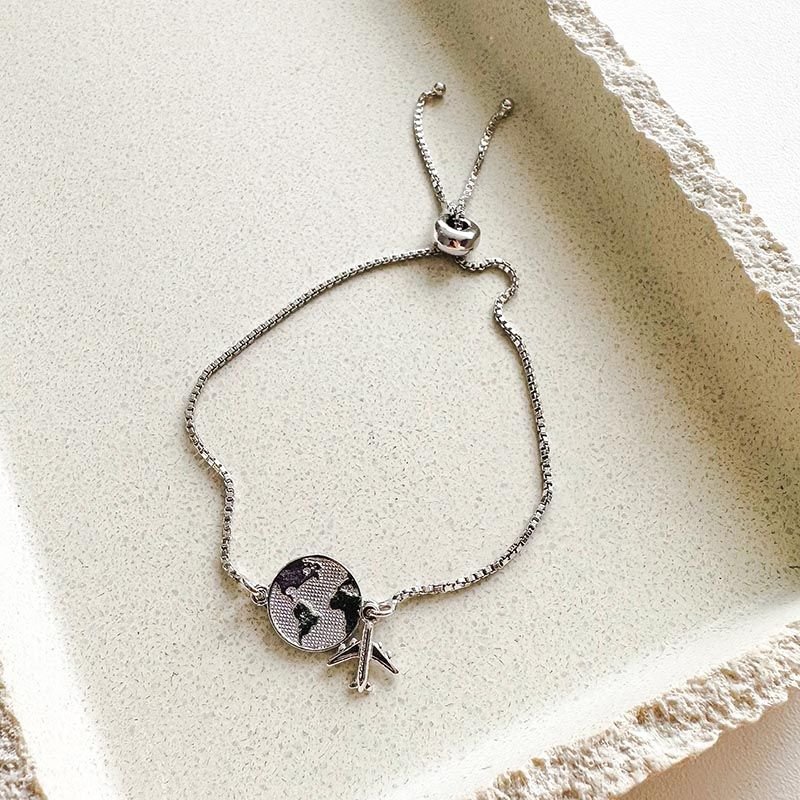 Pulseira Banhada Slide Mapa-Múndi