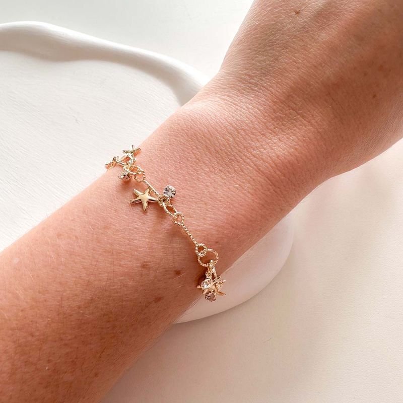 Pulseira Banhado Estrela e Ponto de Luz