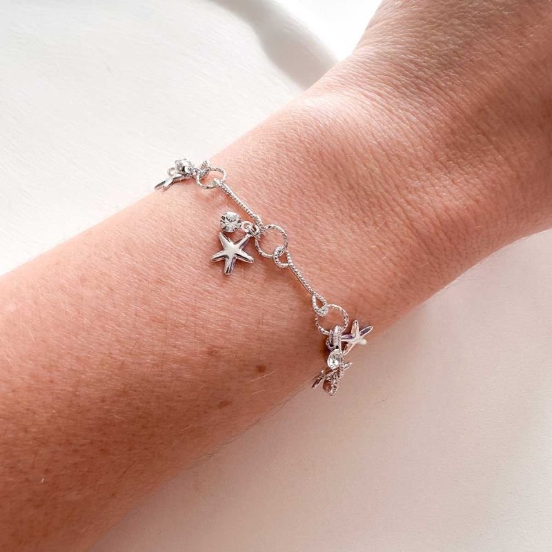 Pulseira Banhado Estrela e Ponto de Luz