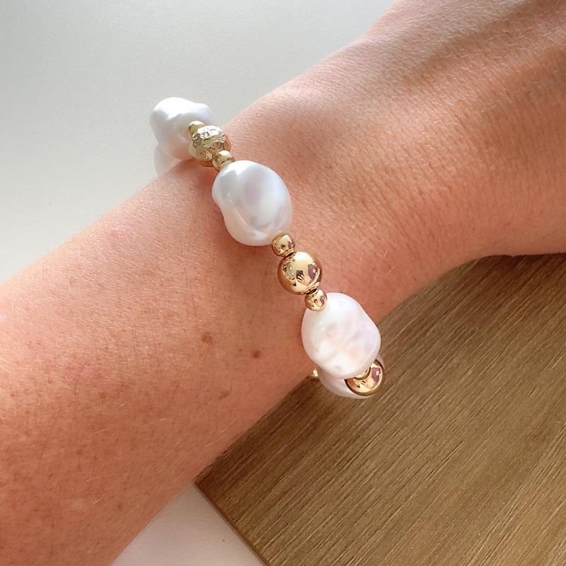 Pulseira Bijuteria Pérola e Bolas