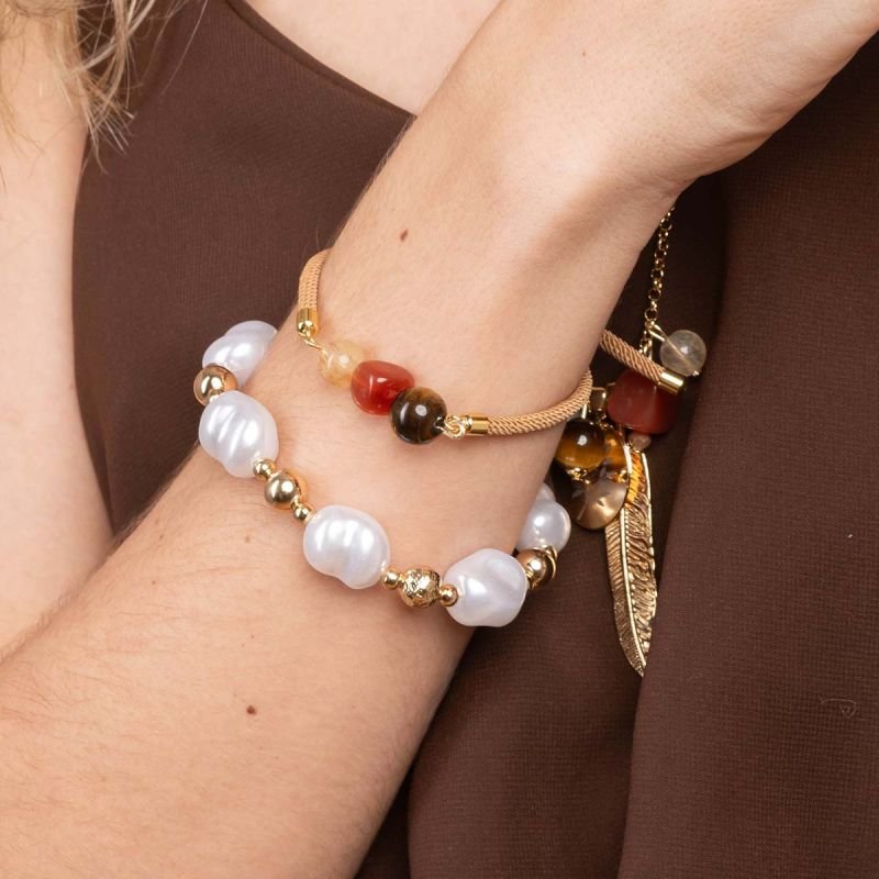 Pulseira Bijuteria Pérola e Bolas