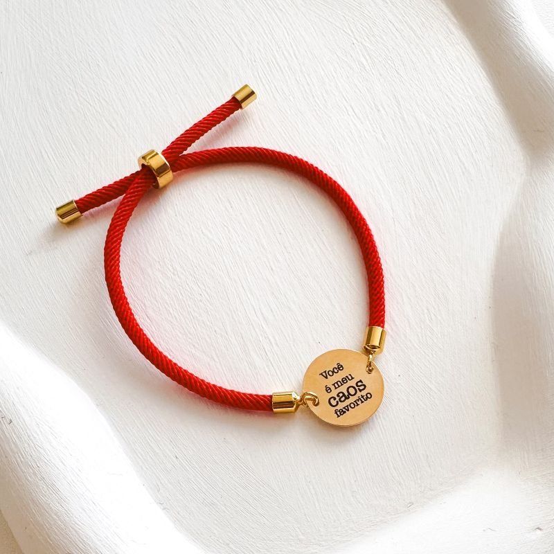 Pulseira Corda Slide Vermelho Love You