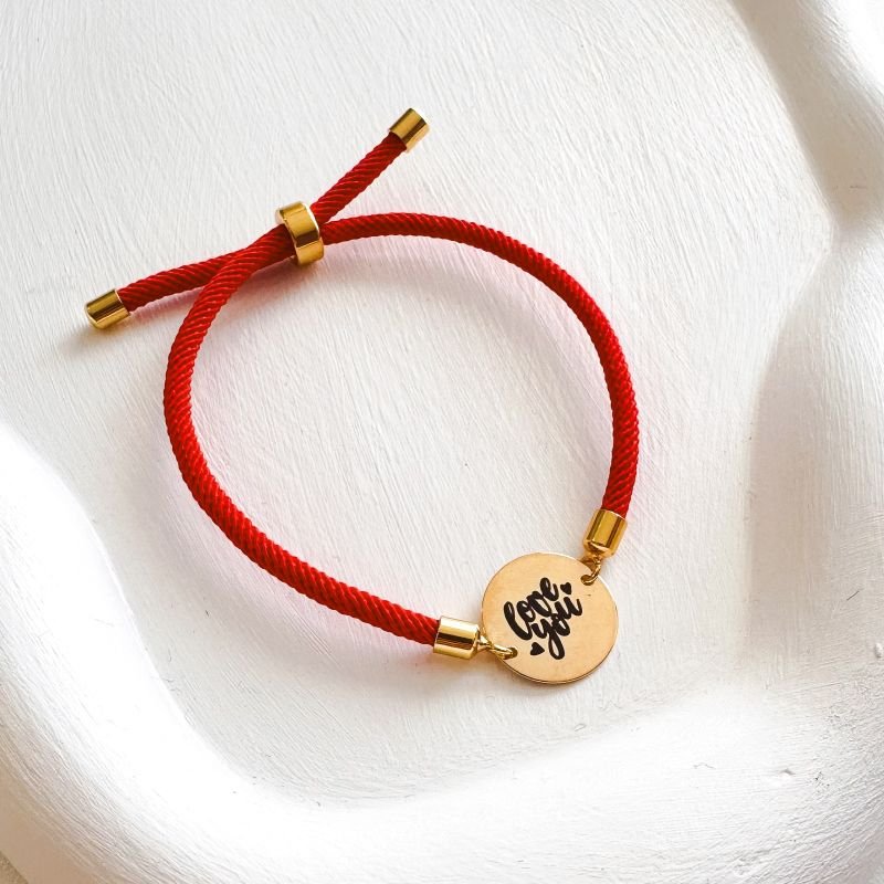 Pulseira Corda Slide Vermelho Love You