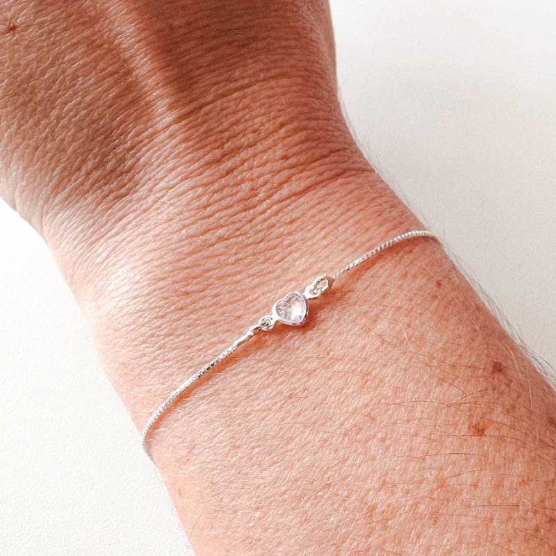 Pulseira de Prata Detalhe Coração