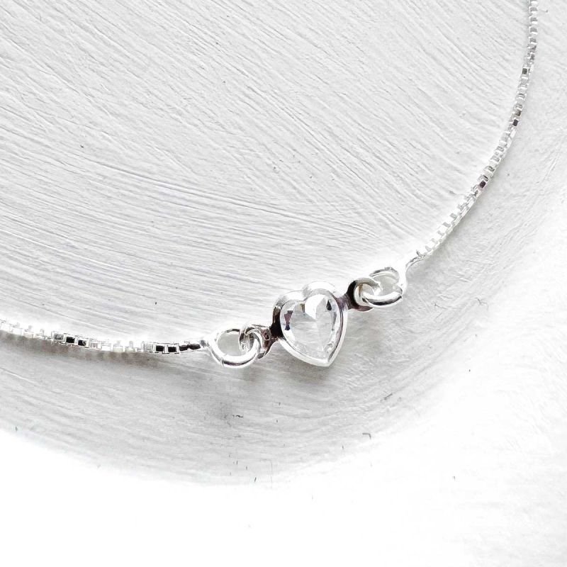 Pulseira de Prata Detalhe Coração