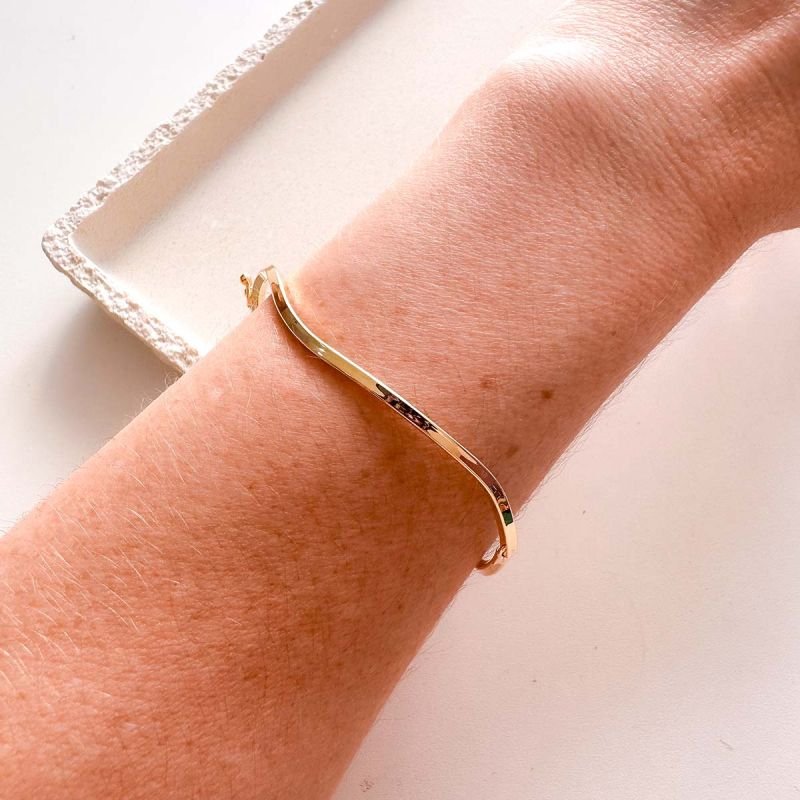 Pulseira Escrava Banhado a Ouro 18k Ondulada