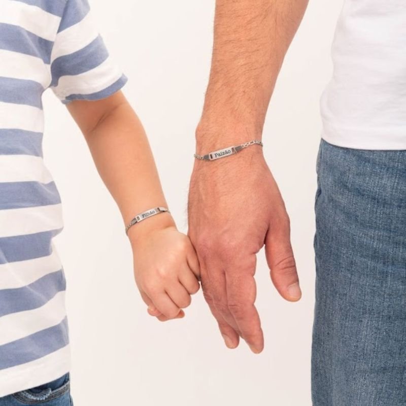 Pulseira Masculina Personalizada Aço Infantil