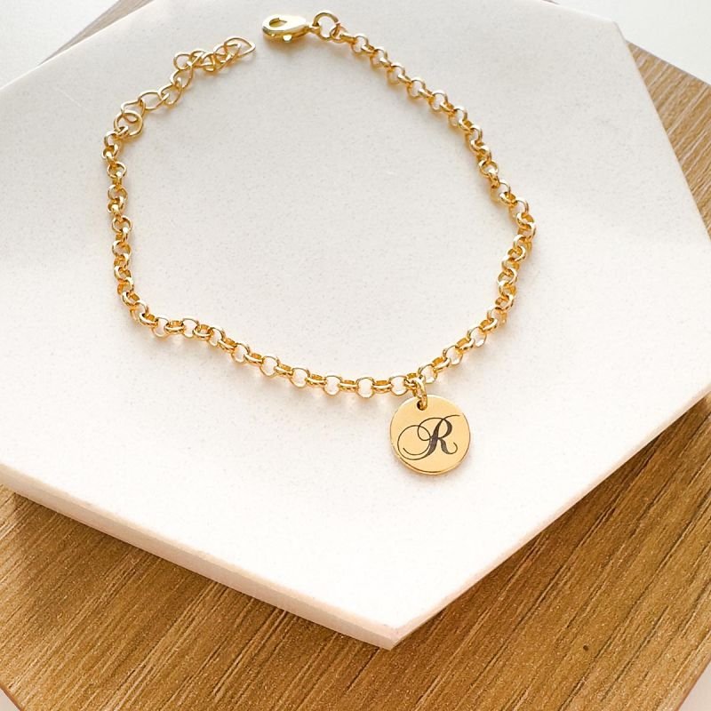 Pulseira Personalizado Banhada a Ouro 18k Medalha Redonda