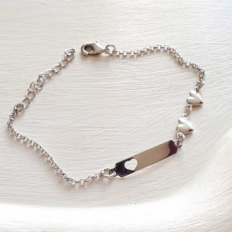 Pulseira Personalizado Banhada Infantil Placa Vazada