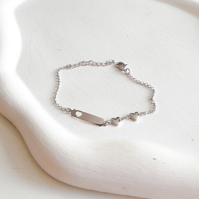 Pulseira Personalizado Banhada Infantil Placa Vazada