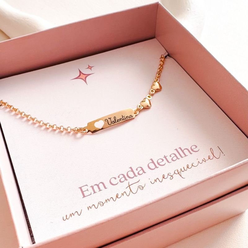 Pulseira Personalizado Banhada Infantil Placa Vazada