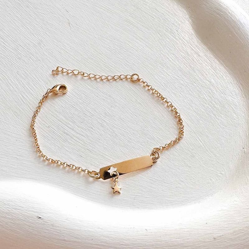Pulseira Personalizado Banhada Placa Estrela Pendurado Infantil