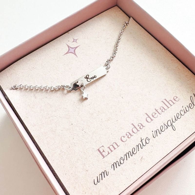 Pulseira Personalizado Banhada Placa Estrela Pendurado Infantil