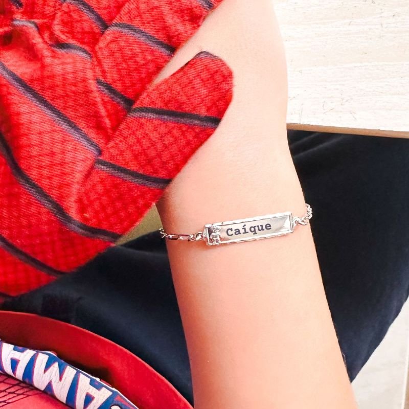 Pulseira Personalizado Banhada Placa Infantil Menino