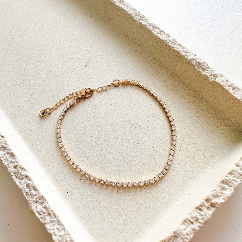 Pulseira Riviera Banhada a Ouro 18k com Zircônias Cristal